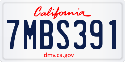 CA license plate 7MBS391