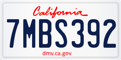 CA license plate 7MBS392