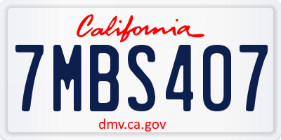 CA license plate 7MBS407