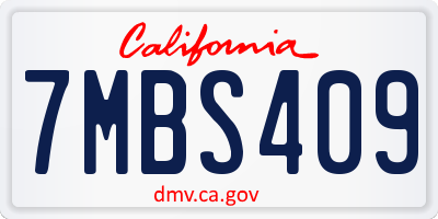 CA license plate 7MBS409