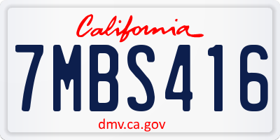 CA license plate 7MBS416