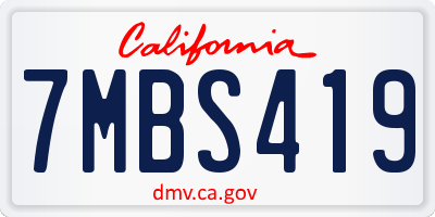 CA license plate 7MBS419