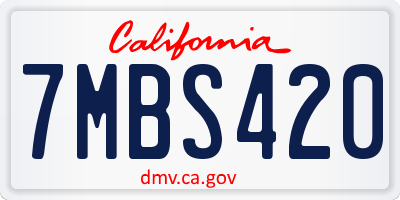 CA license plate 7MBS420