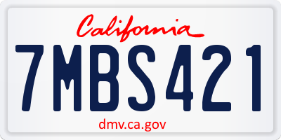 CA license plate 7MBS421