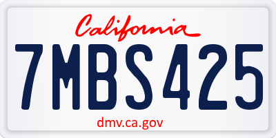 CA license plate 7MBS425
