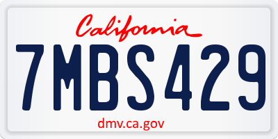 CA license plate 7MBS429