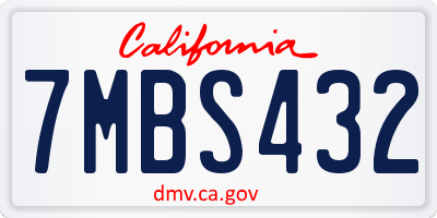 CA license plate 7MBS432