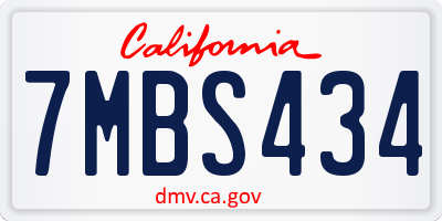 CA license plate 7MBS434