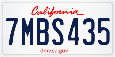 CA license plate 7MBS435