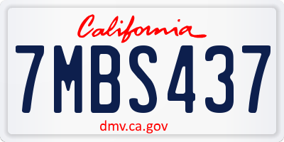 CA license plate 7MBS437