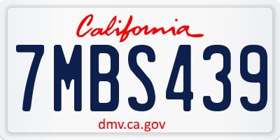 CA license plate 7MBS439