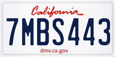 CA license plate 7MBS443