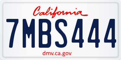 CA license plate 7MBS444