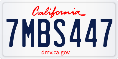 CA license plate 7MBS447
