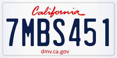 CA license plate 7MBS451
