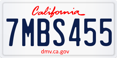 CA license plate 7MBS455