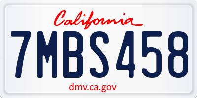 CA license plate 7MBS458