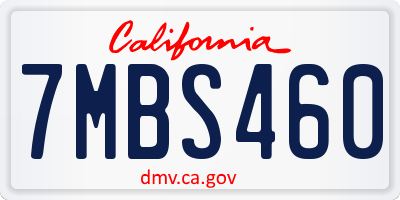 CA license plate 7MBS460