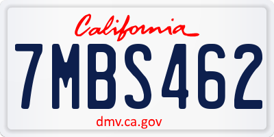 CA license plate 7MBS462
