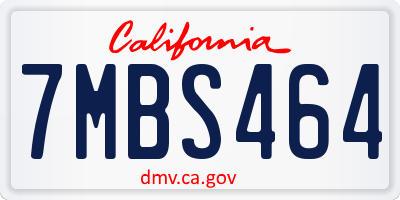 CA license plate 7MBS464