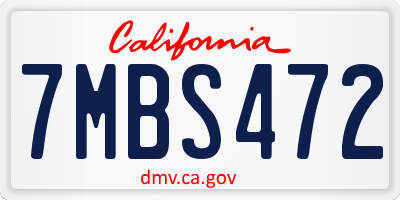 CA license plate 7MBS472