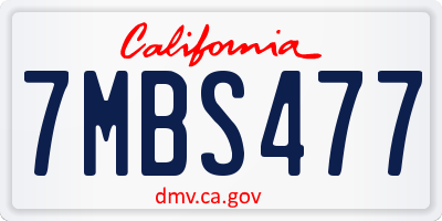 CA license plate 7MBS477