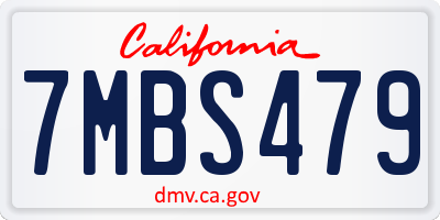CA license plate 7MBS479