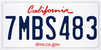 CA license plate 7MBS483