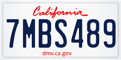 CA license plate 7MBS489
