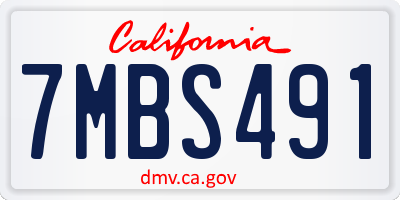 CA license plate 7MBS491