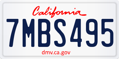 CA license plate 7MBS495