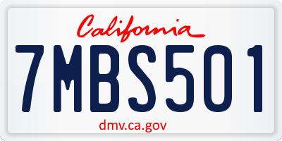 CA license plate 7MBS501
