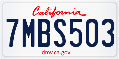 CA license plate 7MBS503