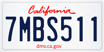 CA license plate 7MBS511