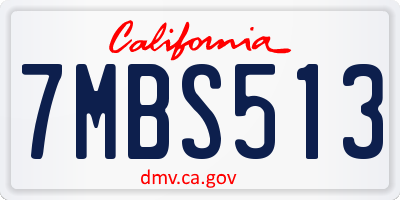CA license plate 7MBS513