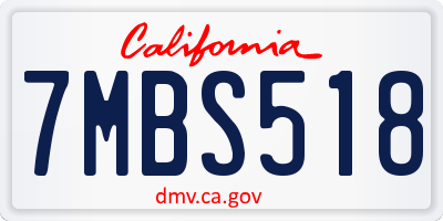 CA license plate 7MBS518