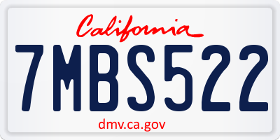 CA license plate 7MBS522