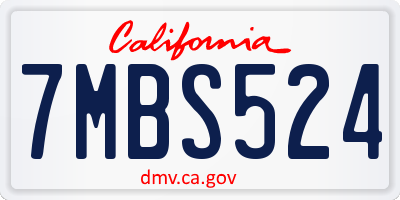 CA license plate 7MBS524