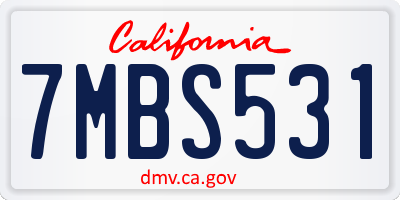 CA license plate 7MBS531