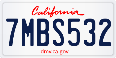 CA license plate 7MBS532