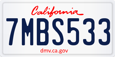 CA license plate 7MBS533