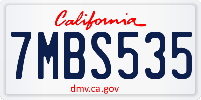 CA license plate 7MBS535