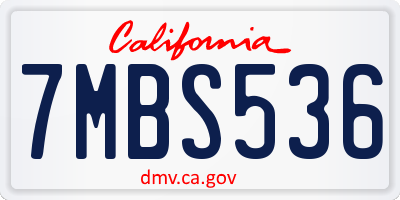 CA license plate 7MBS536