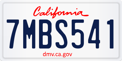 CA license plate 7MBS541