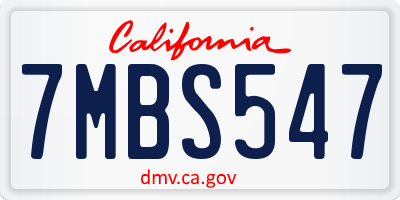 CA license plate 7MBS547