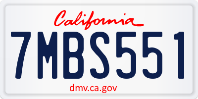 CA license plate 7MBS551