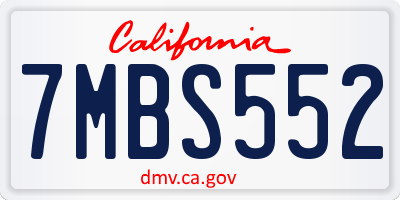 CA license plate 7MBS552