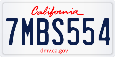 CA license plate 7MBS554