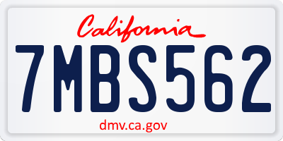 CA license plate 7MBS562