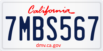 CA license plate 7MBS567